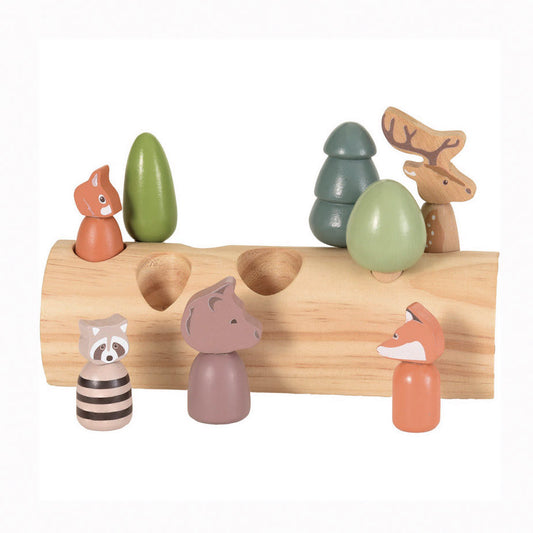 Toy Forest Animals in a Log