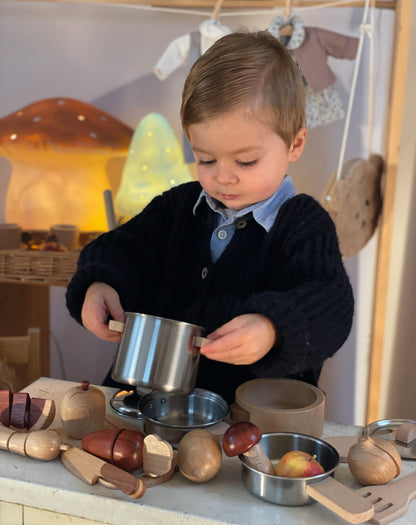 Metal Pan Set with Wooden Handles