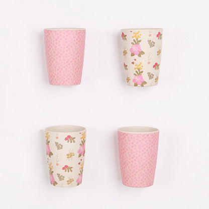 MAE-YG004 Love Mae Pink and Floral Bamboo Tumblers - 4 pack