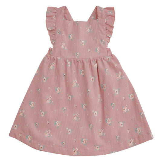 179F1CORM3 Mini Rose Corduroy Pinafore Dress Pink