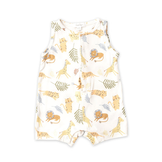 1009S2ANF1 Bamboo Animal Friends White Romper by Angel Dear