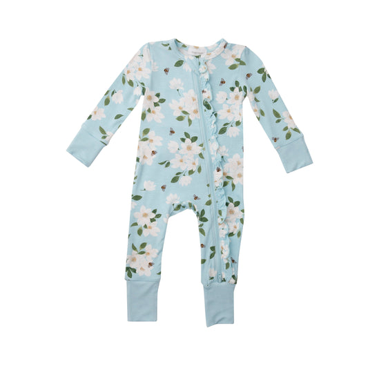 126RS1MAB2 Bamboo Magnolia Blue Zip Babygrow by Angel Dear