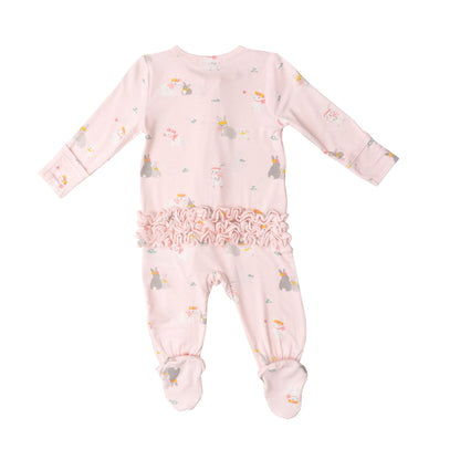 128S2GBN5 Bamboo Pink Bunnies Zip Babygrow by Angel Dear