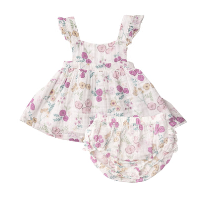 139S2DMF1 Muslin Dreamy Meadow Floral Dress and Knickers by Angel Dear