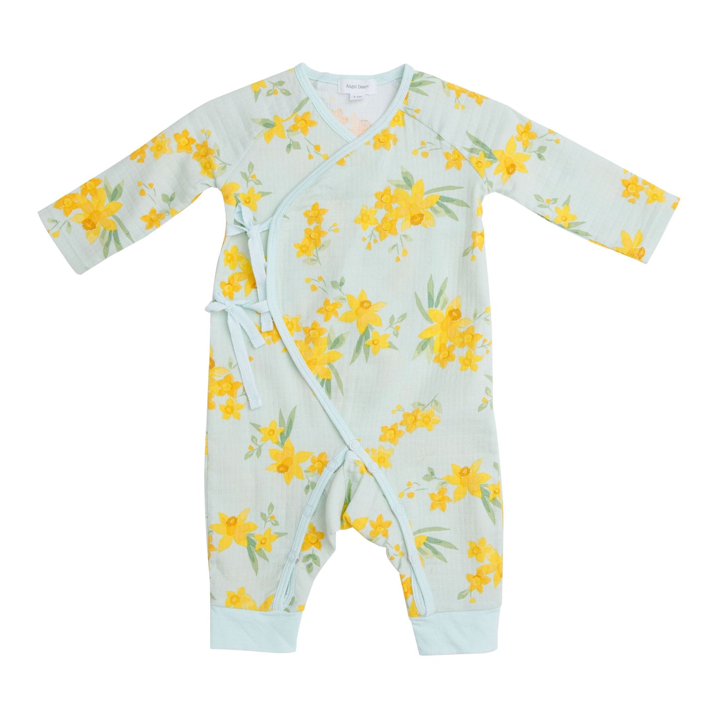 146S1DAF2 Muslin Daffodils Blue Wrap Babygrow by Angel Dear