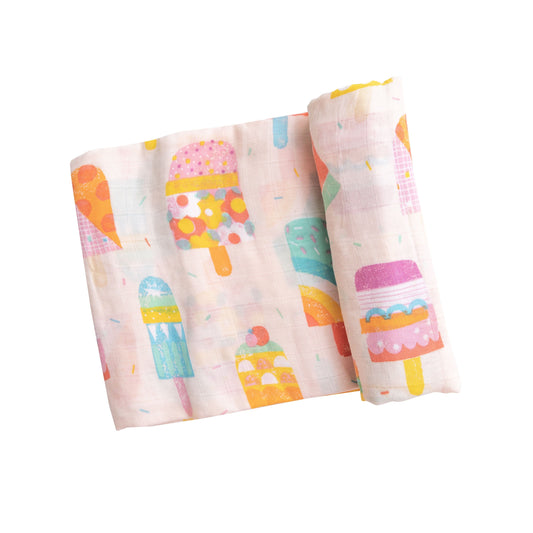 Muslin Ice Lolly Pink Swaddle Blanket by Angel Dear