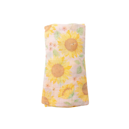 157S2SUP Muslin Sunflowers Pink Swaddle Blanket by Angel Dear