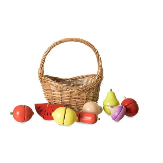 Wooden Fruit & Veg Set in Basket