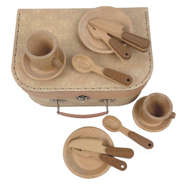 Wooden Toy Tableware Set in Suitcase