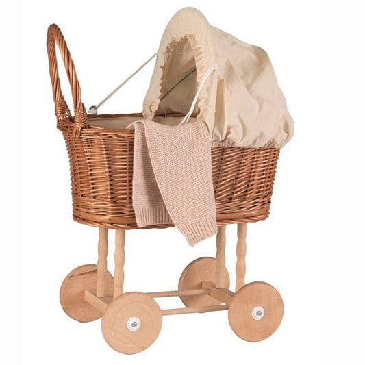 Wicker Pram with Eggshell Bedding