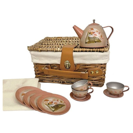 Tea Set in Basket - Fawn