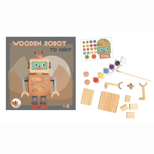 Paint Your Own Wooden Robot