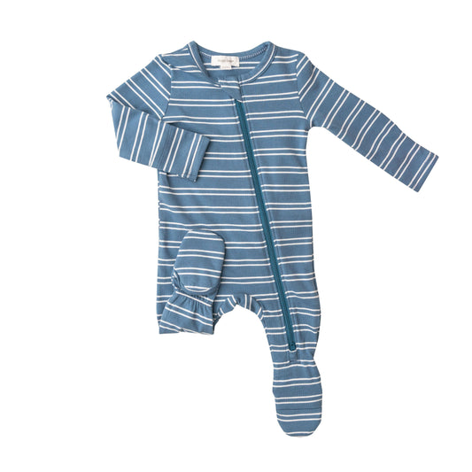 Organic Cotton Sailor Stripe Blue Zip Babygrow by Angel Dear