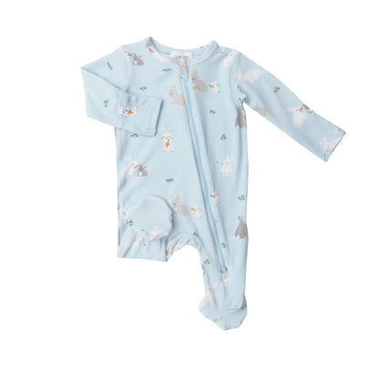 651S2BBN3 Bamboo Blue Bunnies Zip Babygrow by Angel Dear