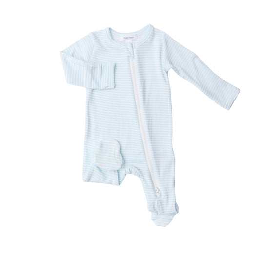 651S2BBS3 Bamboo Blue Stripe Zip Babygrow by Angel Dear