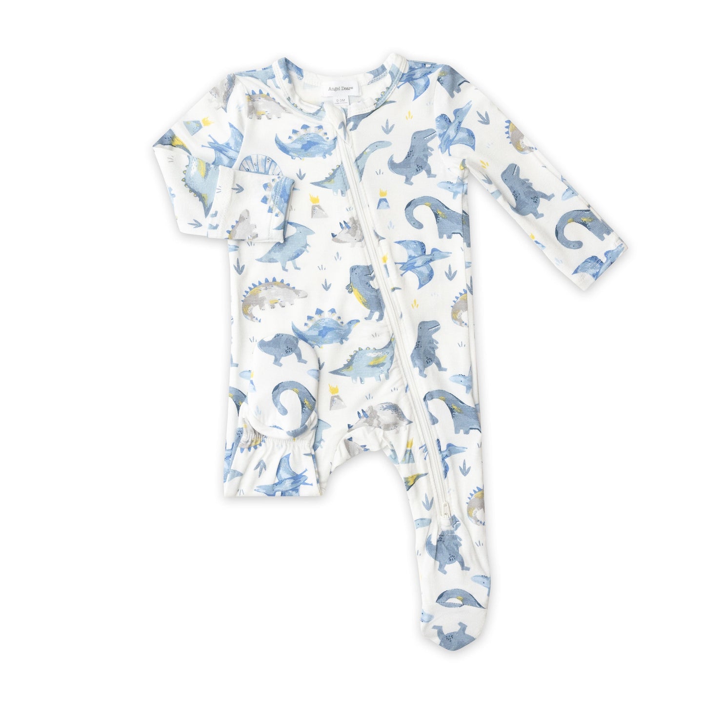 651S2BCD5 Bamboo Blue Dinosaur Zip Babygrow by Angel Dear