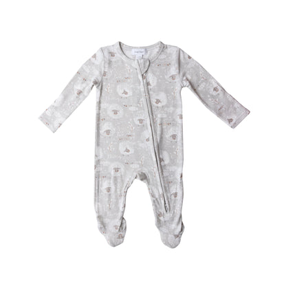 651S2LES3 Bamboo Sheep Love Ewe Grey Zip Babygrow by Angel Dear