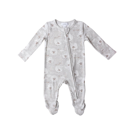 Bamboo Sheep Love Ewe Grey Zip Babygrow by Angel Dear