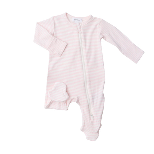 Bamboo Pink Stripe Zip Babygrow by Angel Dear