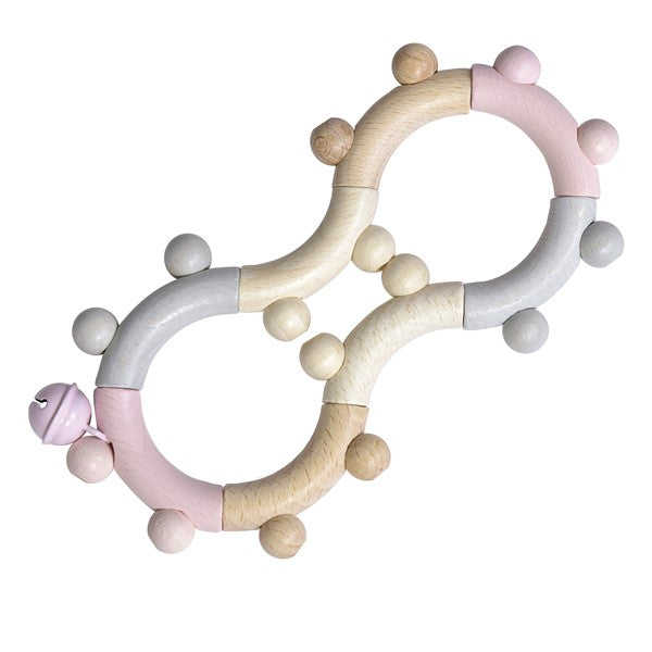 Wooden Pink & Grey Rattle