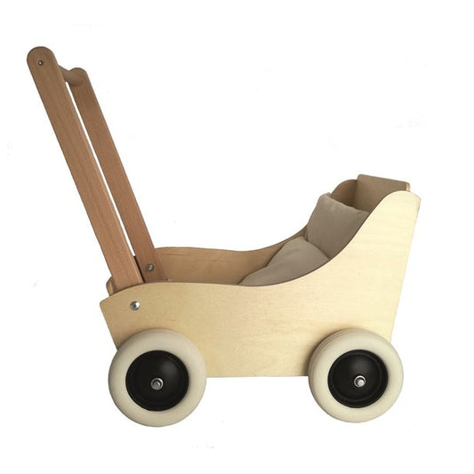 Beech Wood Pram with Natural Fabric