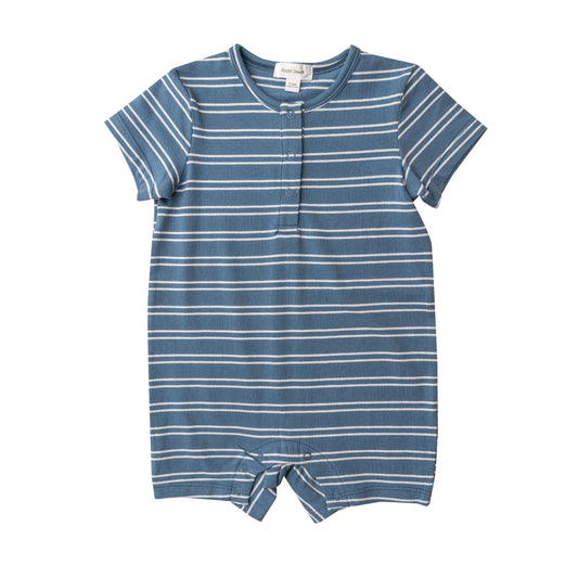 Organic Cotton Sailor Stripe Blue Henley Romper by Angel Dear